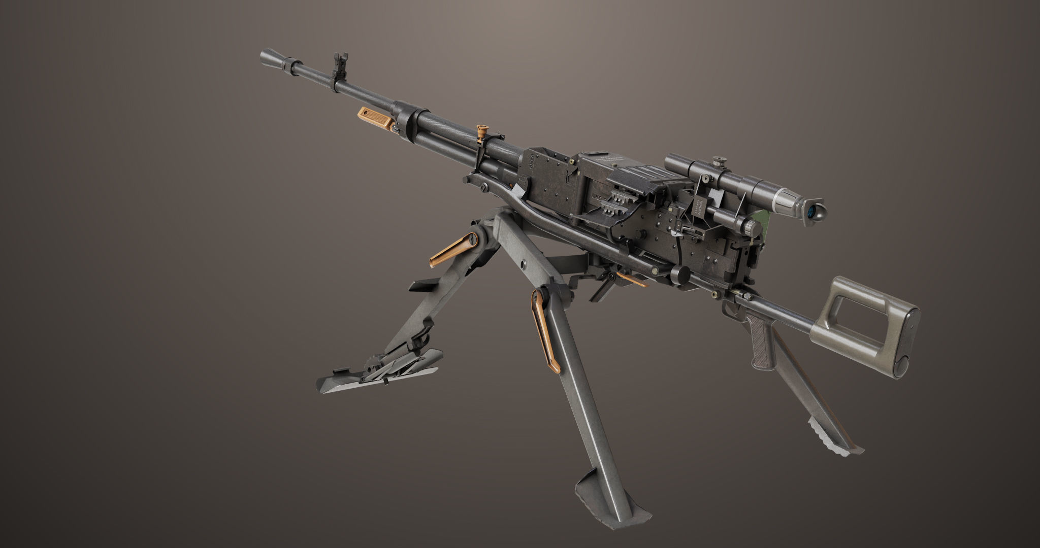 Machine Guns 05 All PBR Unity UE Textures Included Low-poly 3D model_8