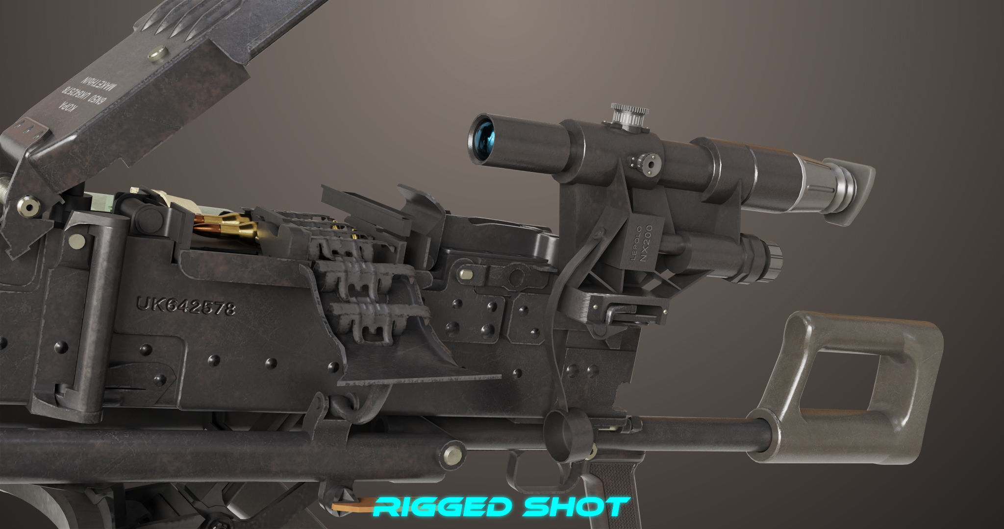 Machine Guns 05 All PBR Unity UE Textures Included Low-poly 3D model_25