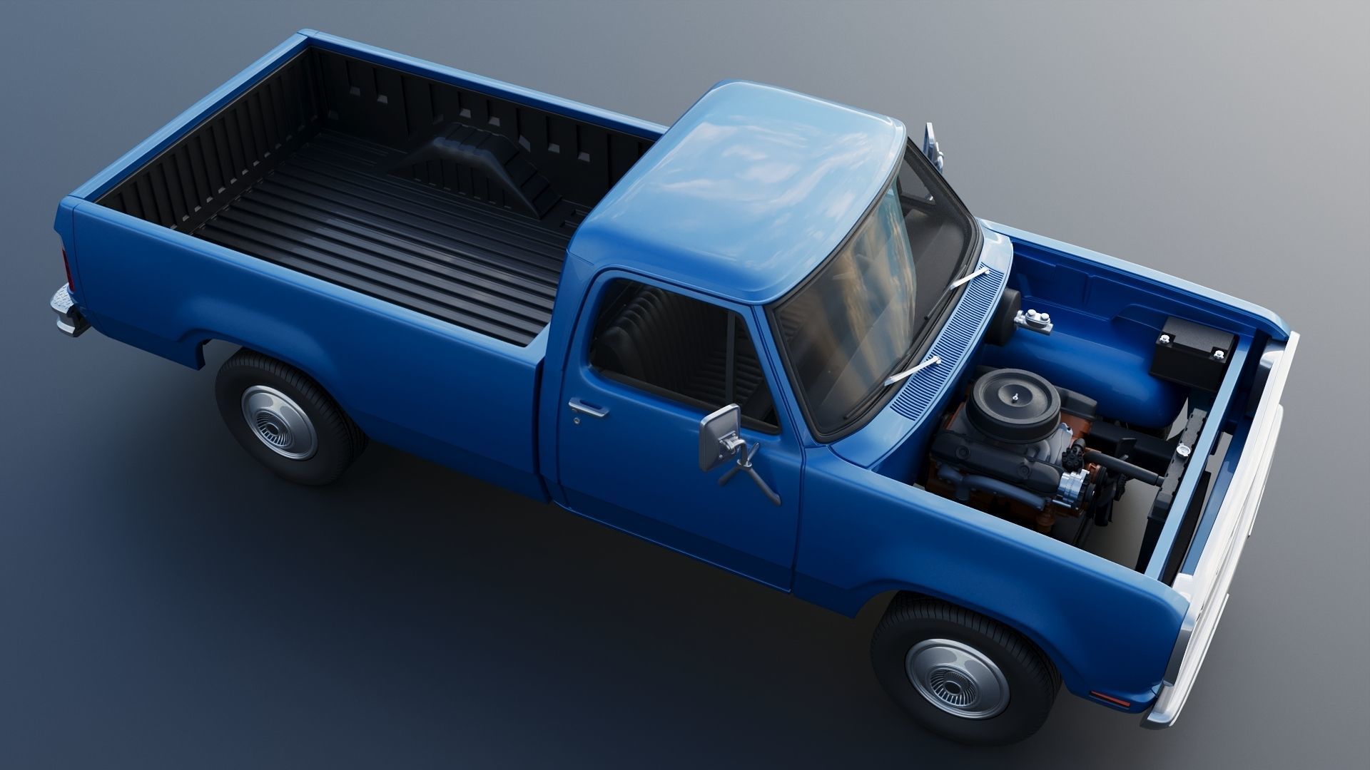 Dodge Pickup D100 1974 3D print model_15