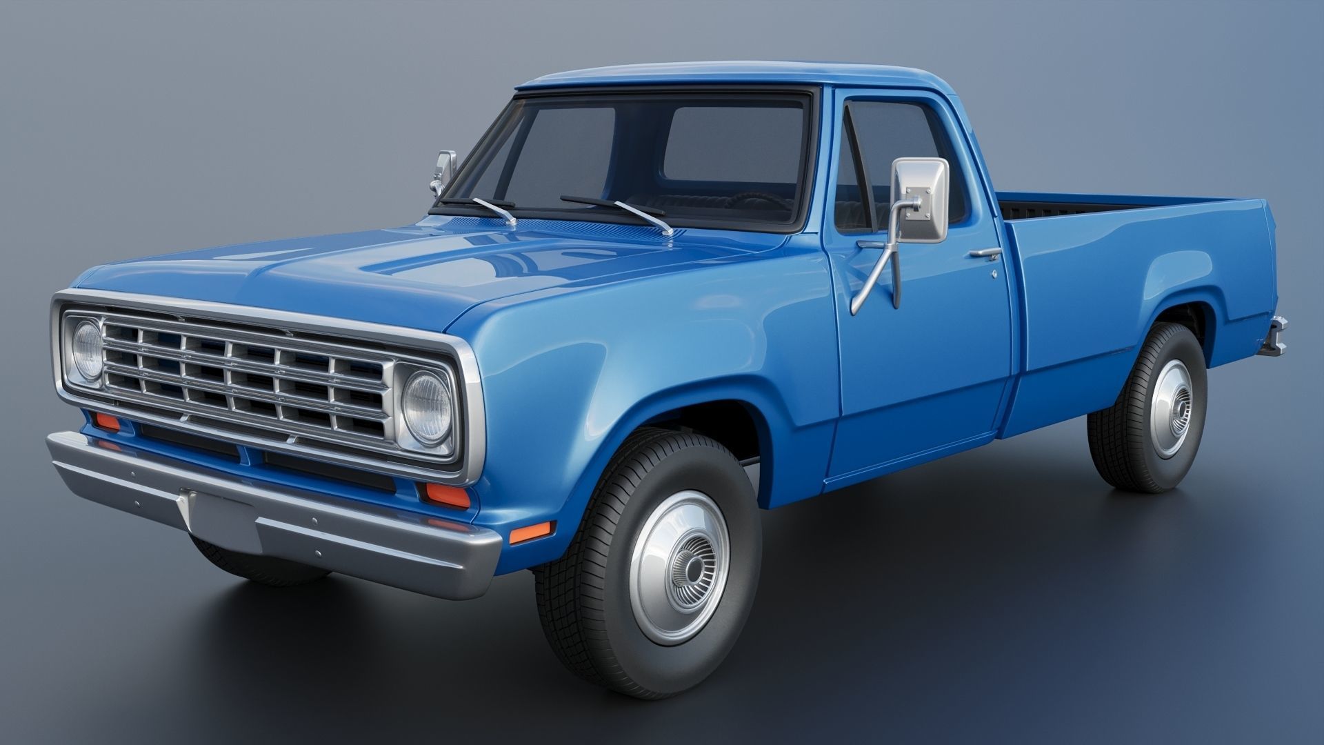Dodge Pickup D100 1974 3D print model_3