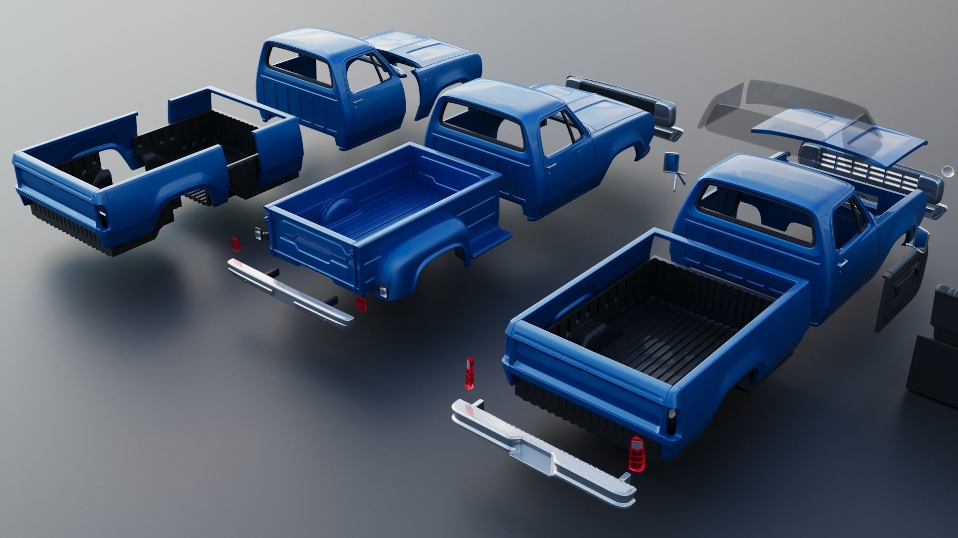 Dodge Pickup D100 1974 3D print model_27