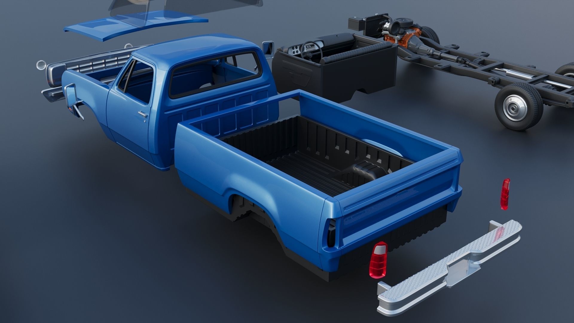 Dodge Pickup D100 1974 3D print model_26