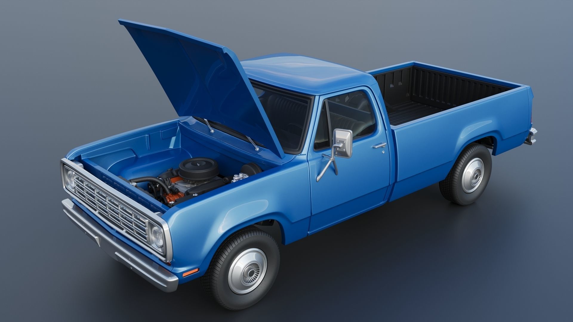 Dodge Pickup D100 1974 3D print model_13