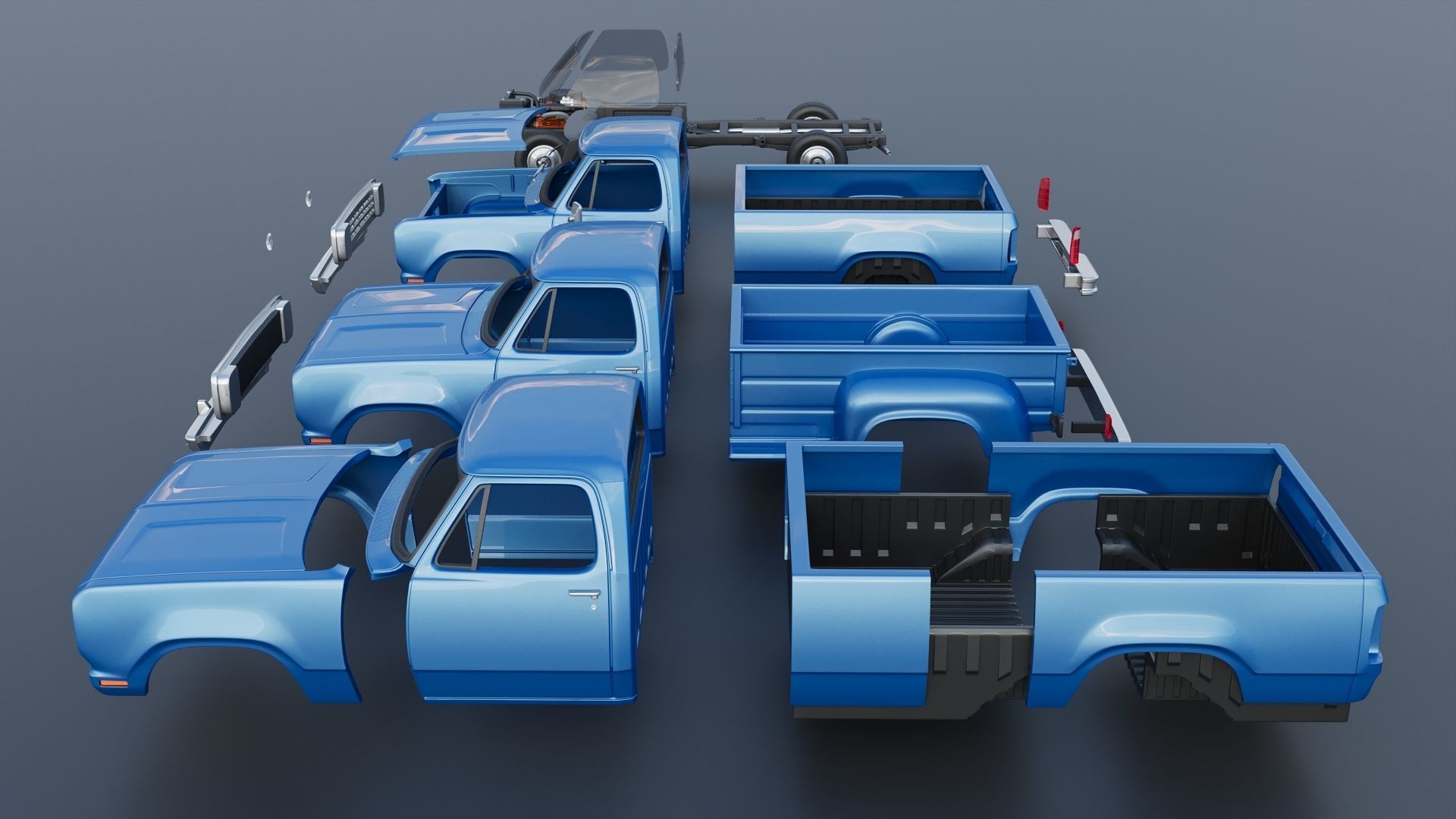 Dodge Pickup D100 1974 3D print model_24