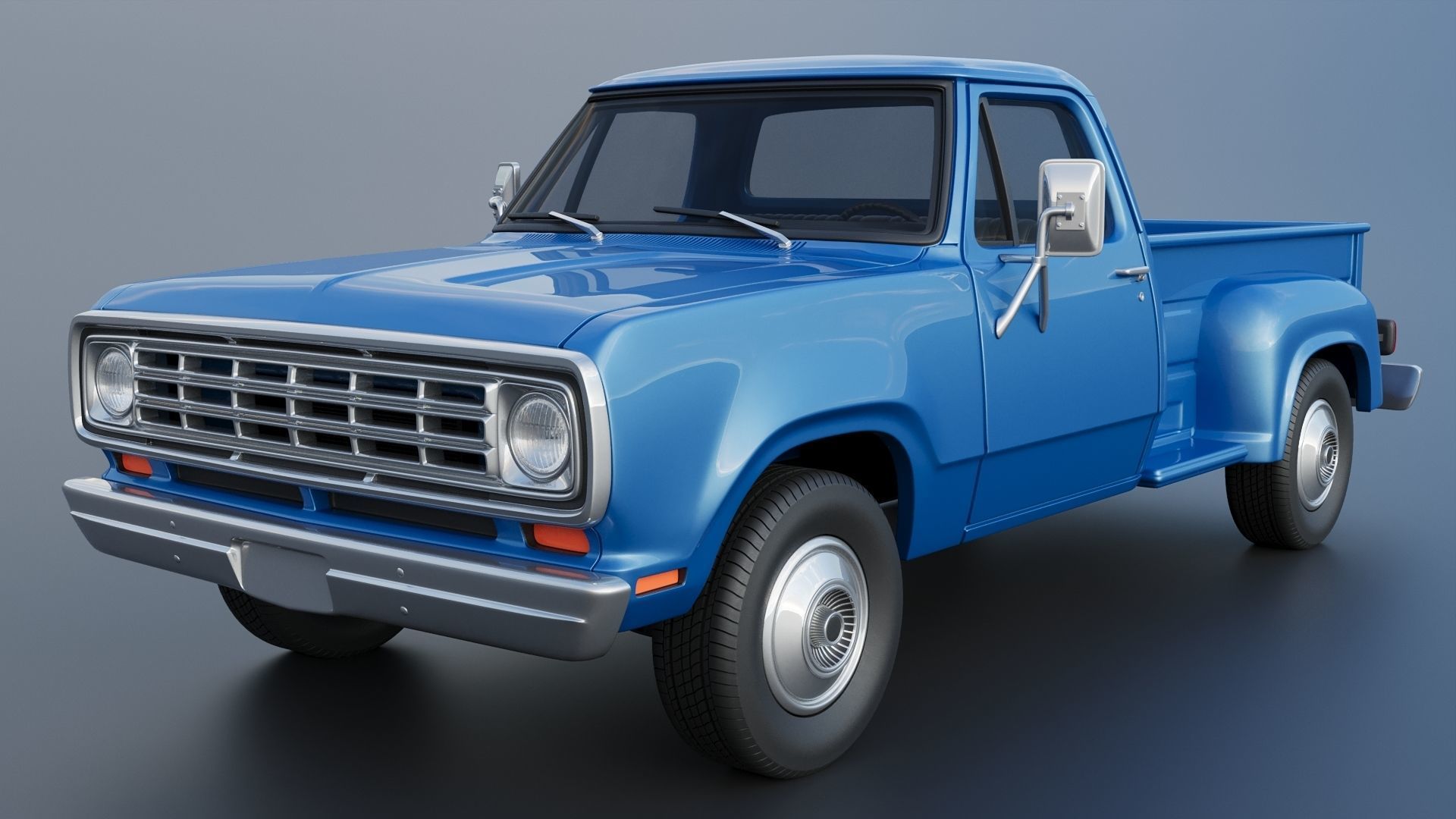 Dodge Pickup D100 1974 3D print model_2