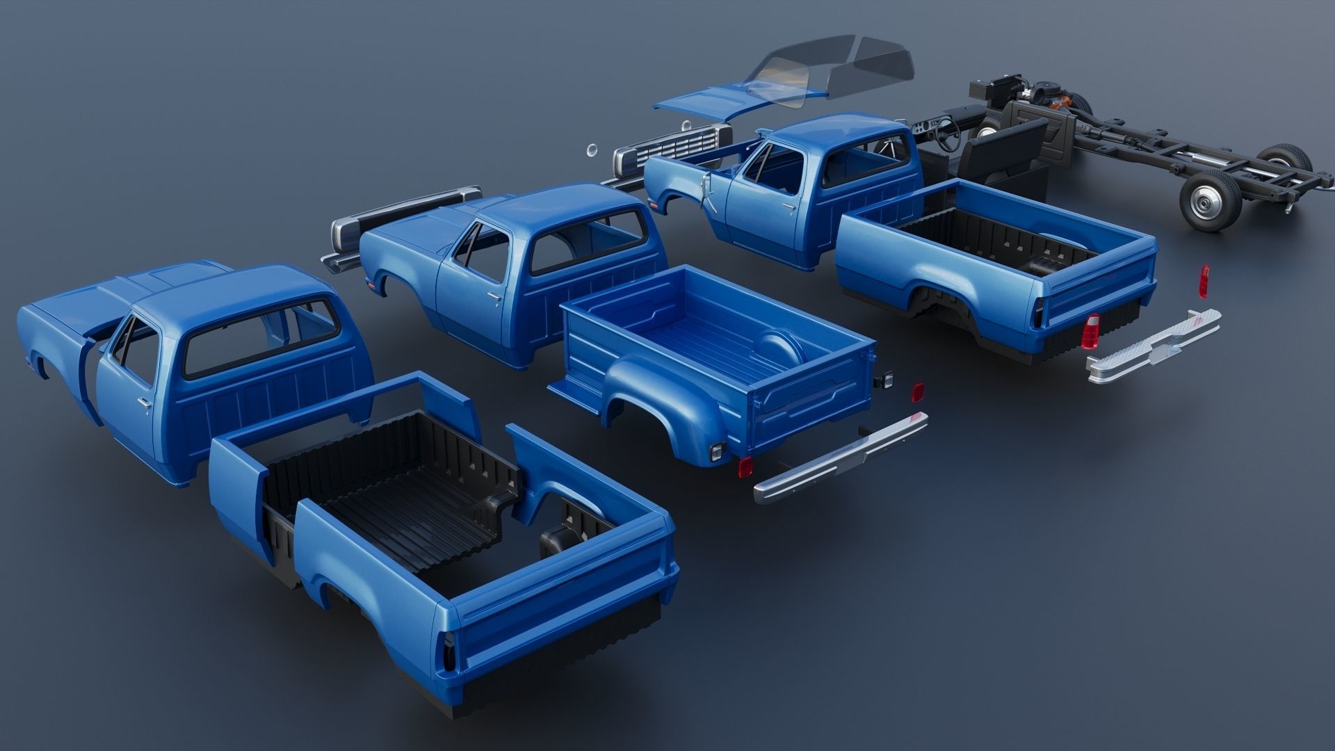 Dodge Pickup D100 1974 3D print model_25