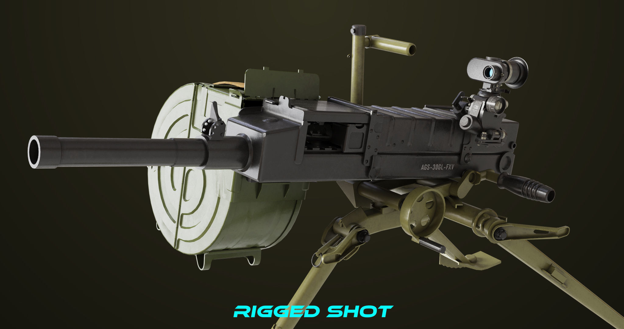Grenade Machine Guns 06 All PBR Unity UE Textures Included Low-poly 3D model_26