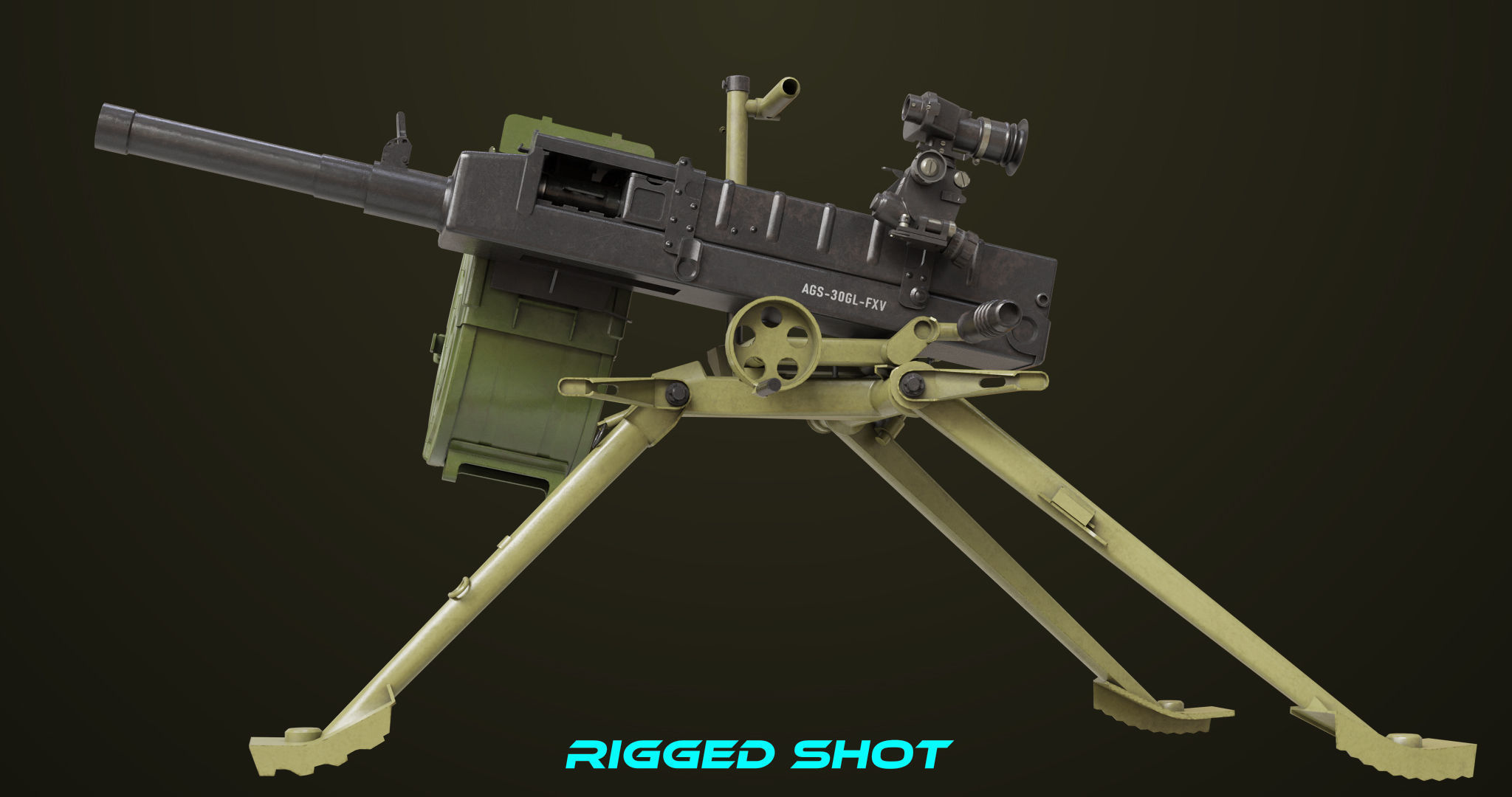 Grenade Machine Guns 06 All PBR Unity UE Textures Included Low-poly 3D model_30