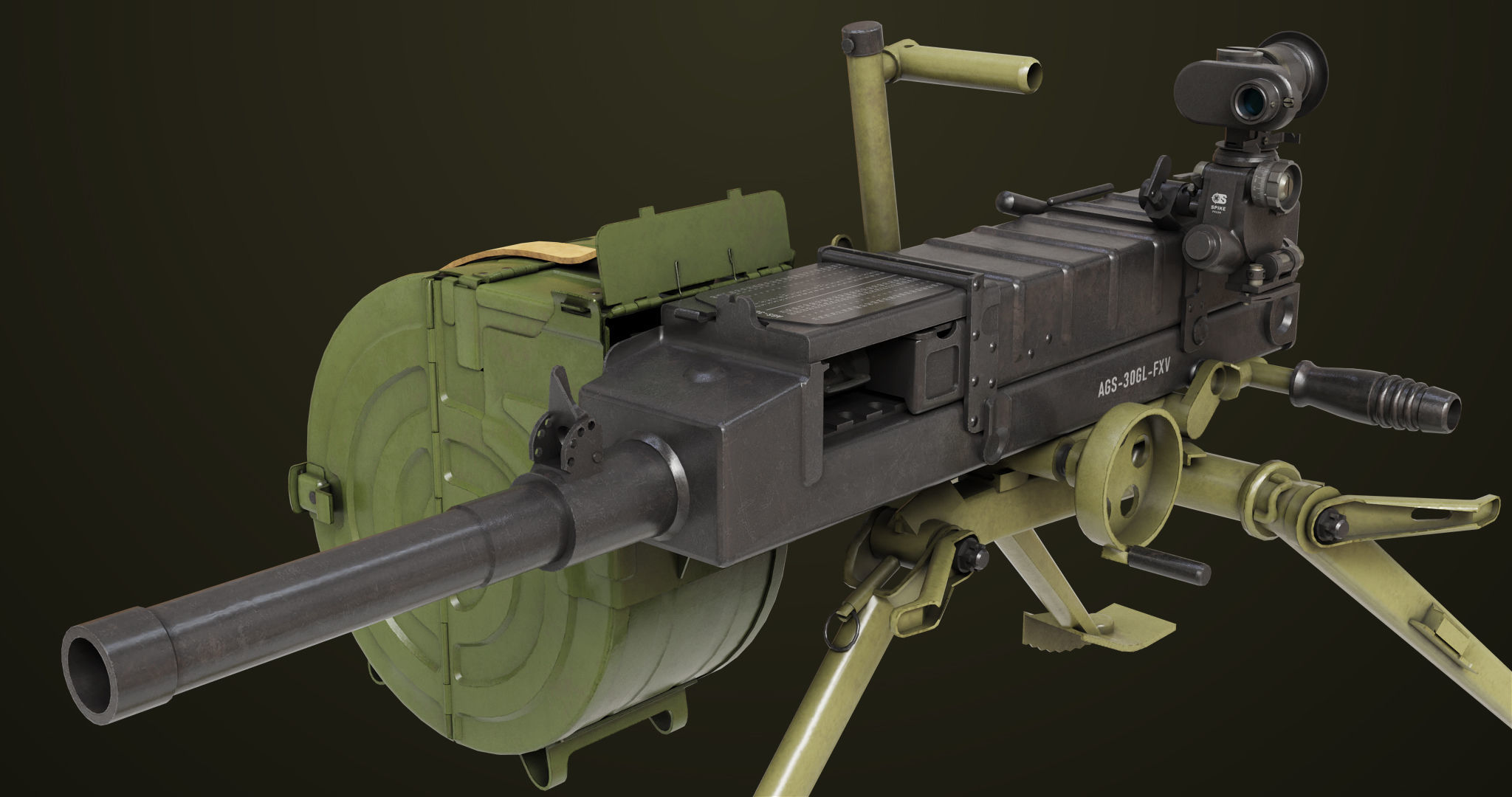 Grenade Machine Guns 06 All PBR Unity UE Textures Included Low-poly 3D model_18