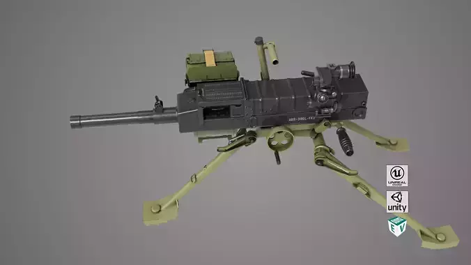 Grenade Machine Guns 06 All PBR Unity UE Textures Included Low-poly 3D model