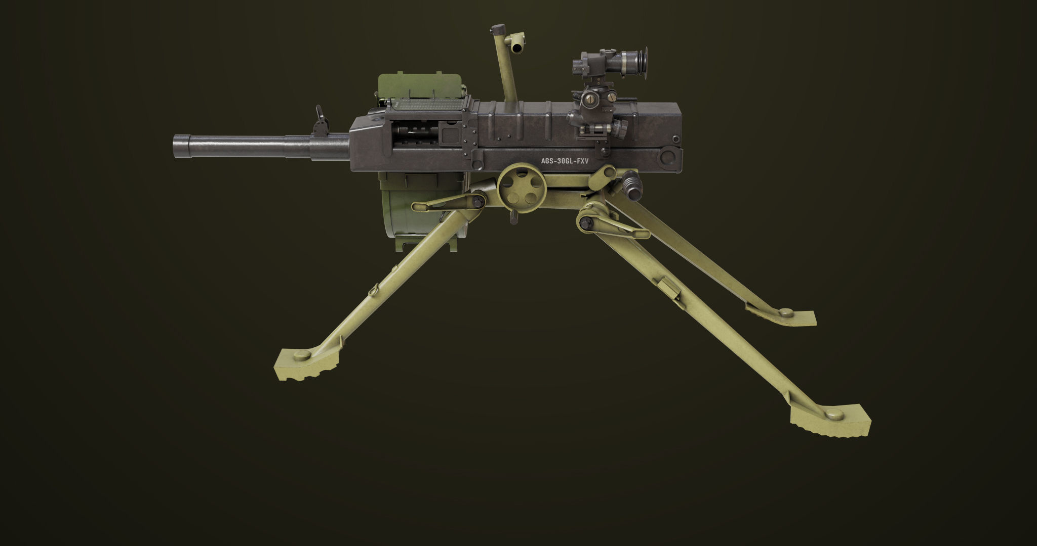 Grenade Machine Guns 06 All PBR Unity UE Textures Included Low-poly 3D model_5