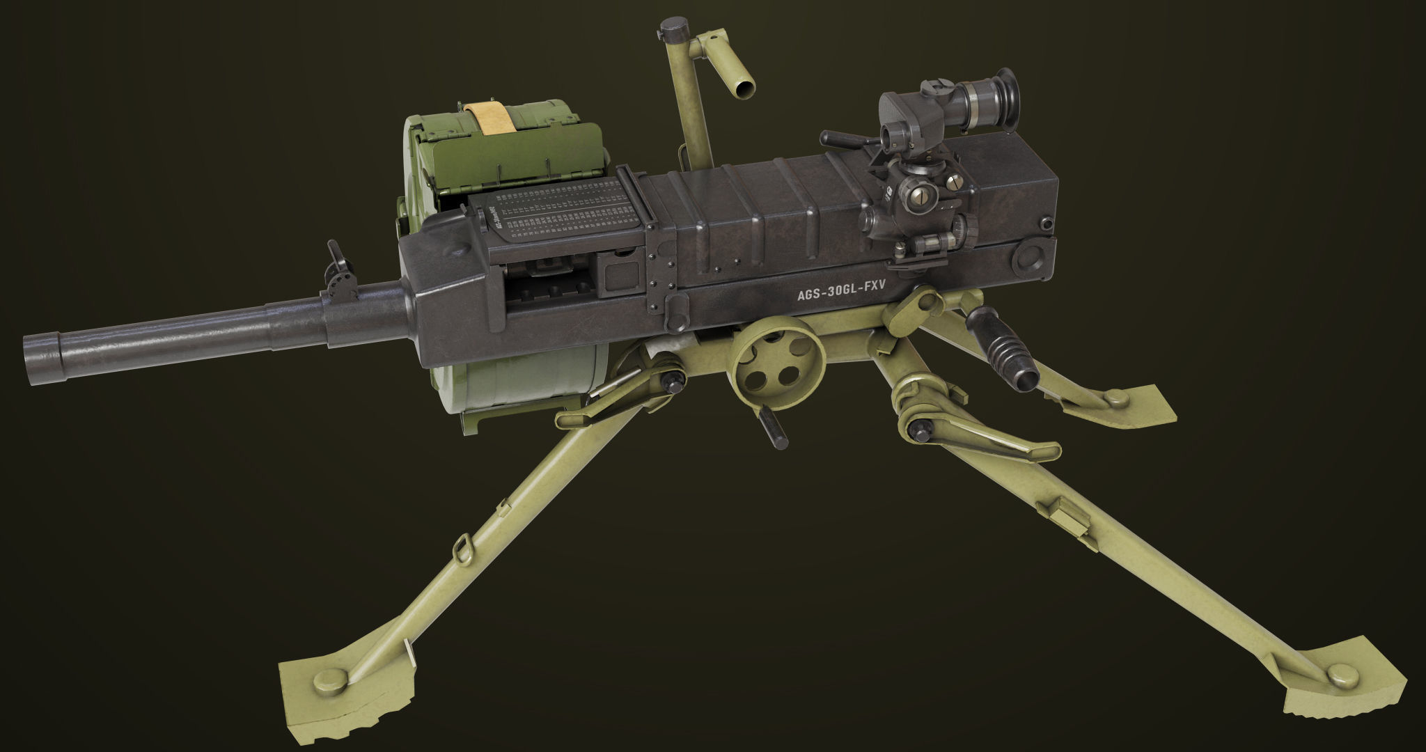 Grenade Machine Guns 06 All PBR Unity UE Textures Included Low-poly 3D model_1