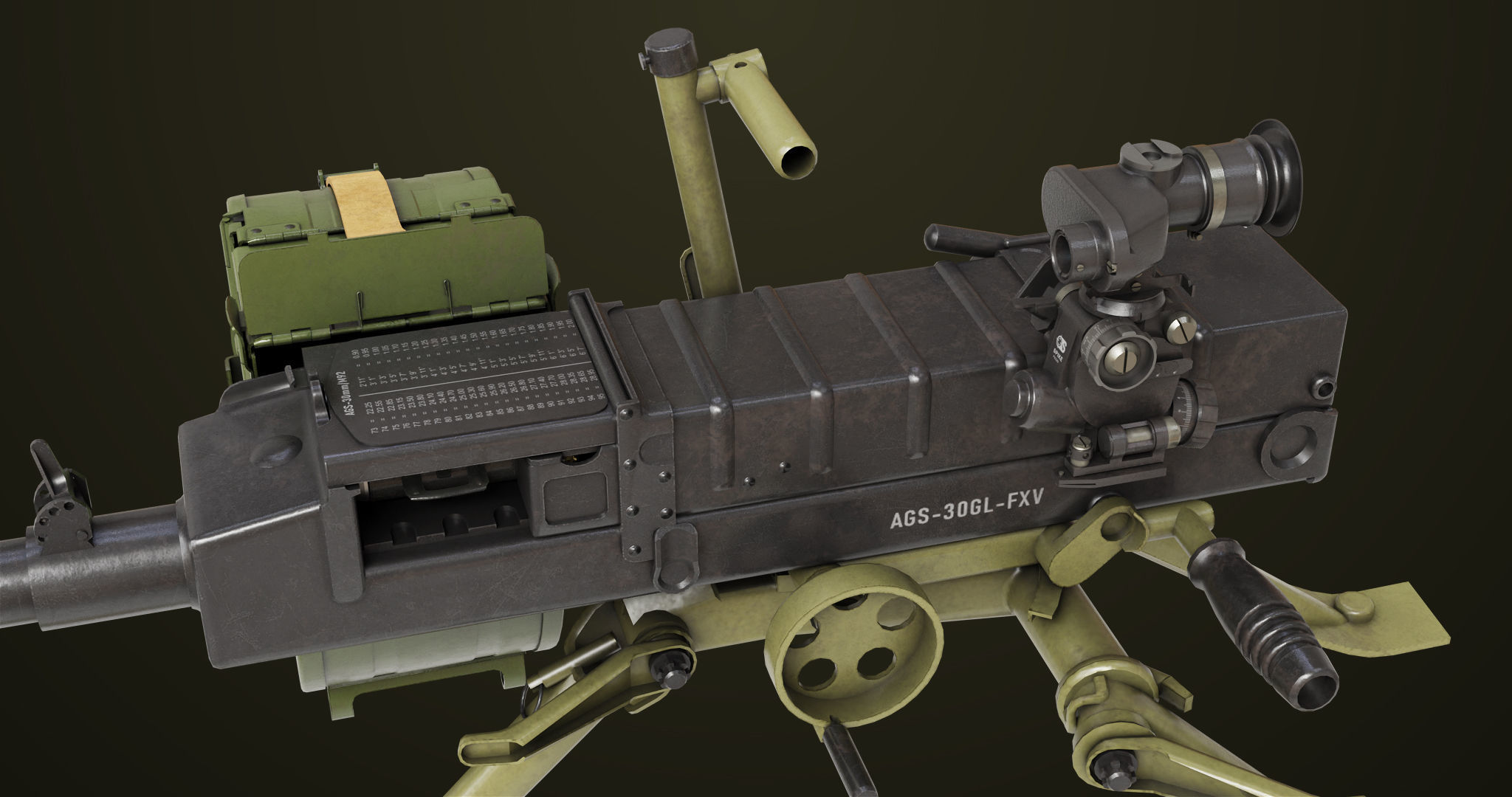 Grenade Machine Guns 06 All PBR Unity UE Textures Included Low-poly 3D model_11