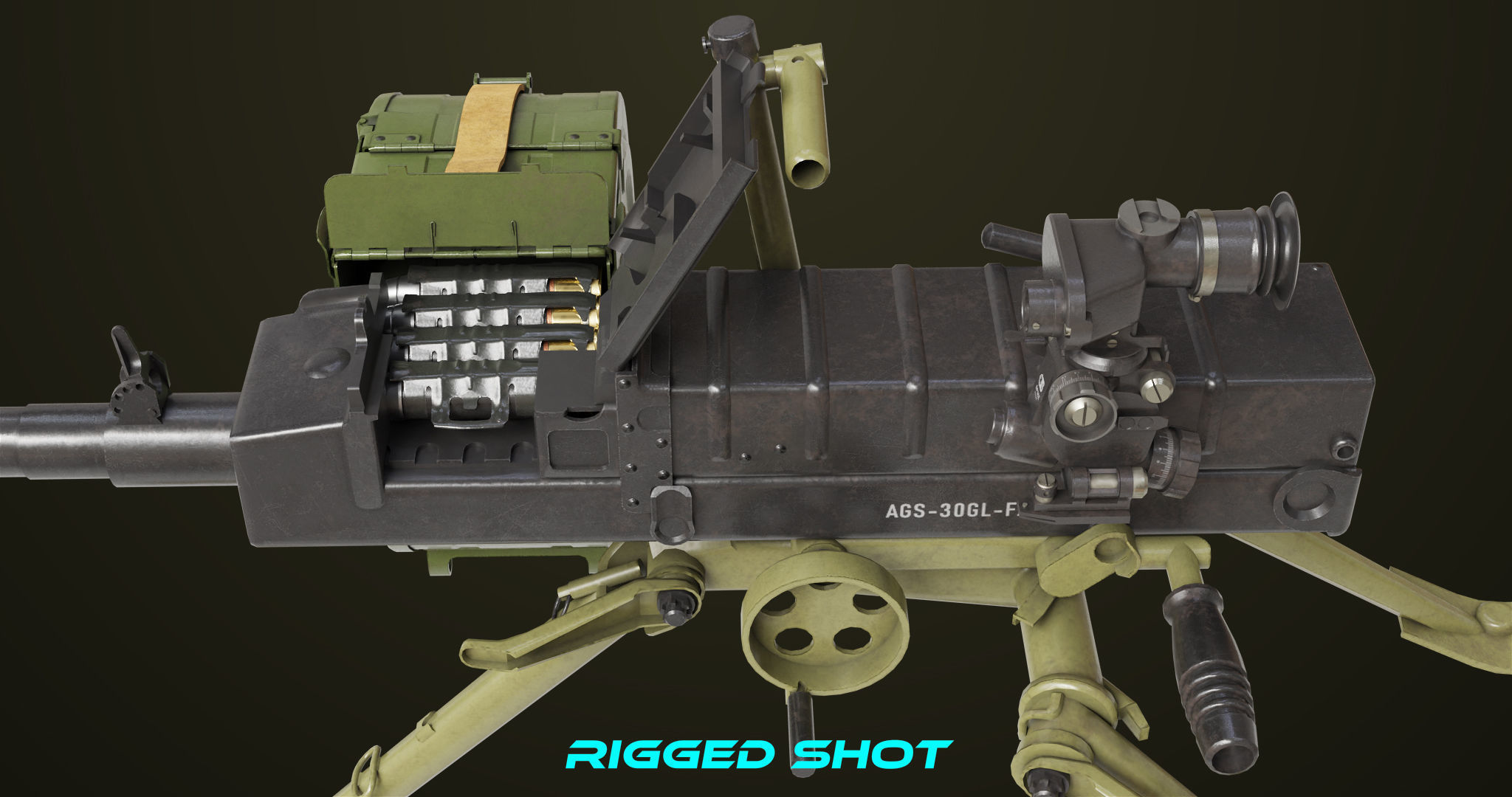 Grenade Machine Guns 06 All PBR Unity UE Textures Included Low-poly 3D model_4