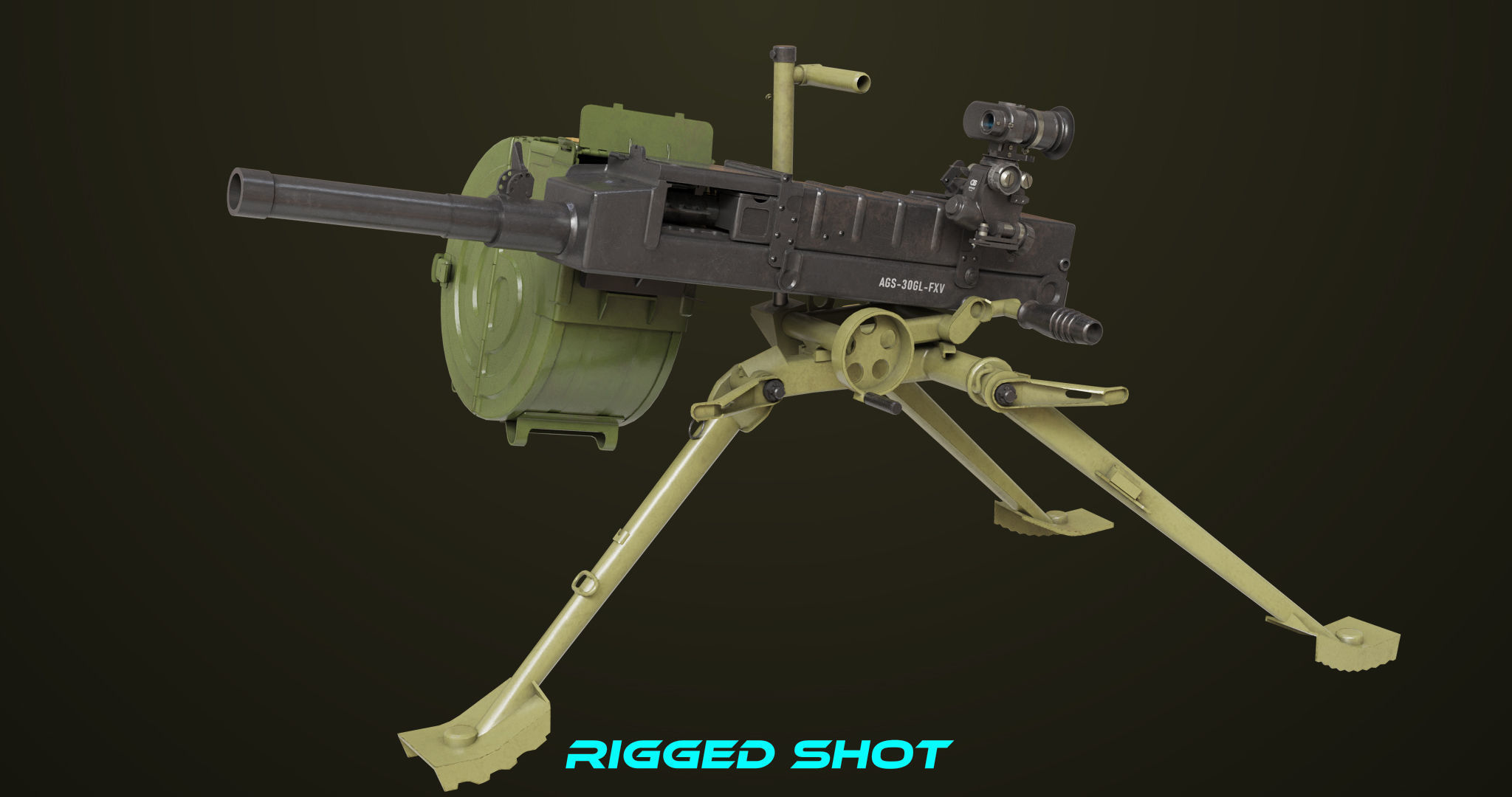 Grenade Machine Guns 06 All PBR Unity UE Textures Included Low-poly 3D model_27