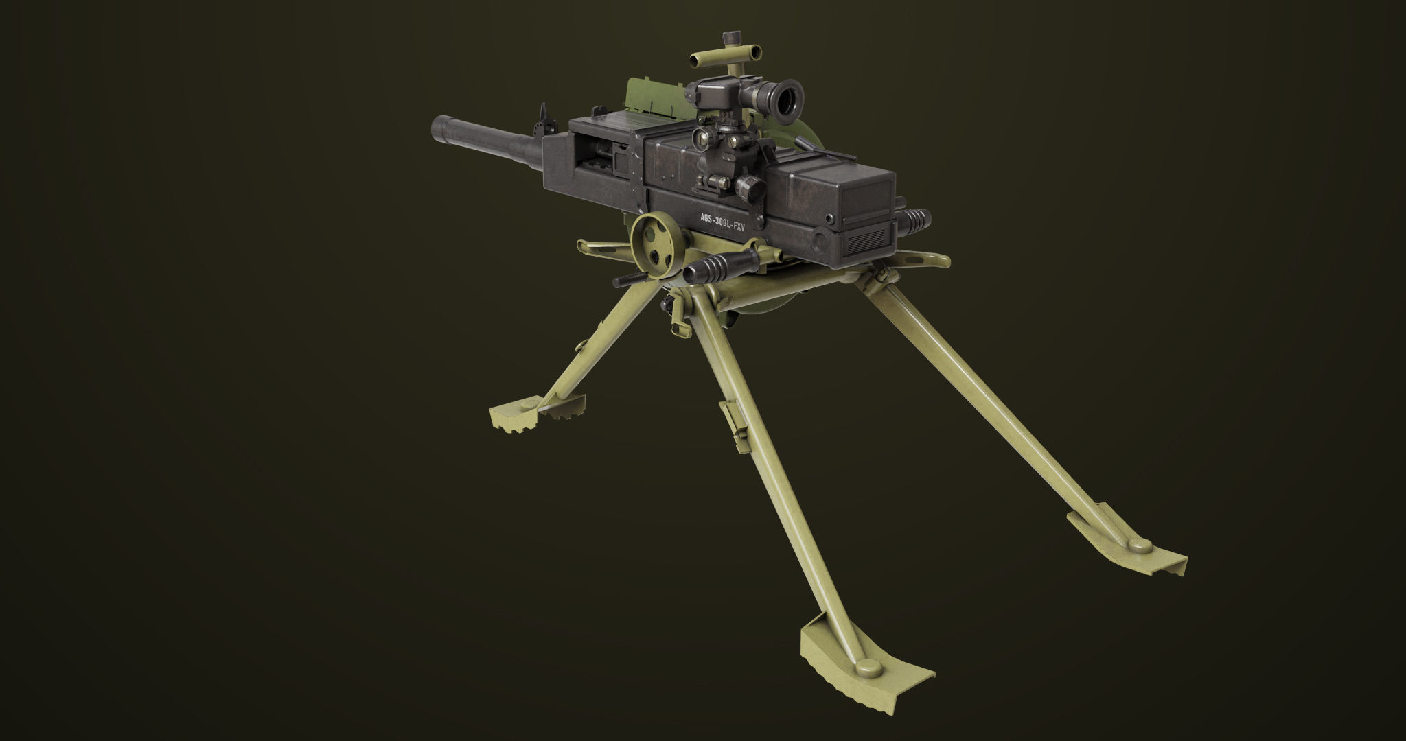 Grenade Machine Guns 06 All PBR Unity UE Textures Included Low-poly 3D model_10