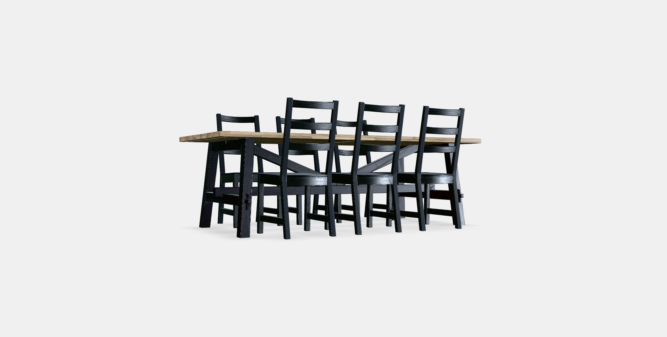 SKOGSTA - NORDVIKEN table and 6 chairs Low-poly 3D model_16