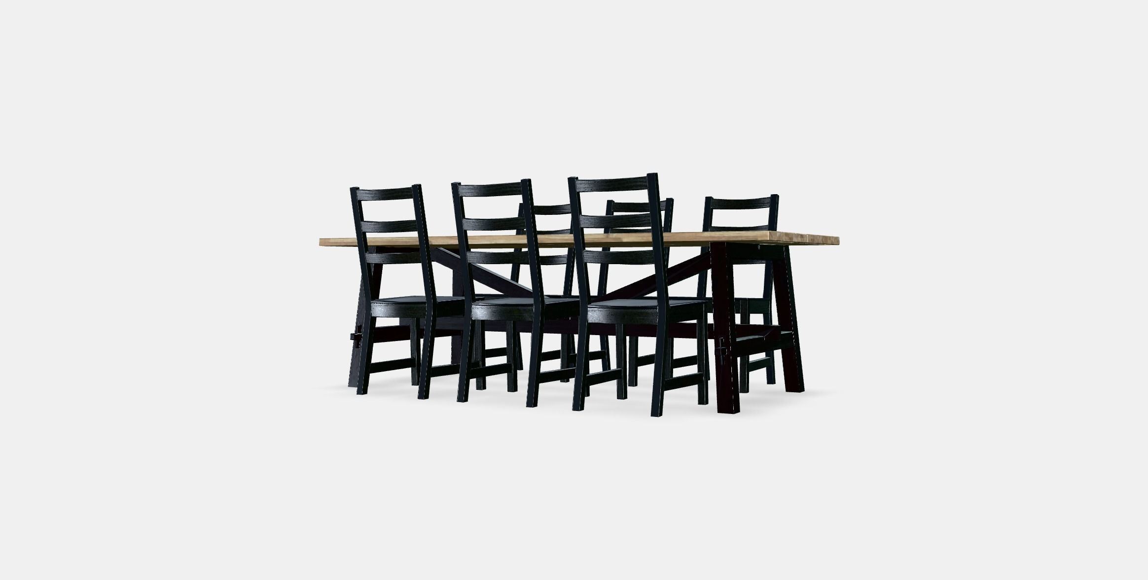 SKOGSTA - NORDVIKEN table and 6 chairs Low-poly 3D model_6