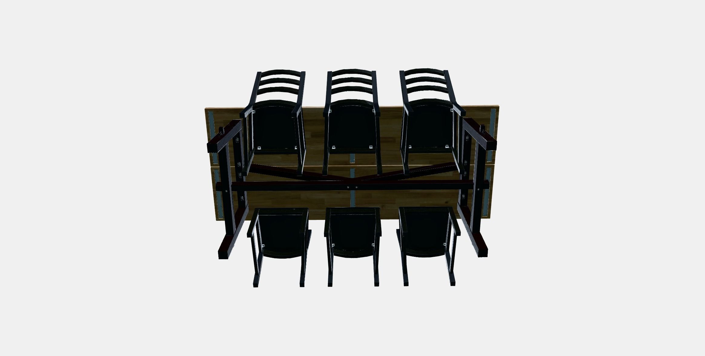 SKOGSTA - NORDVIKEN table and 6 chairs Low-poly 3D model_7