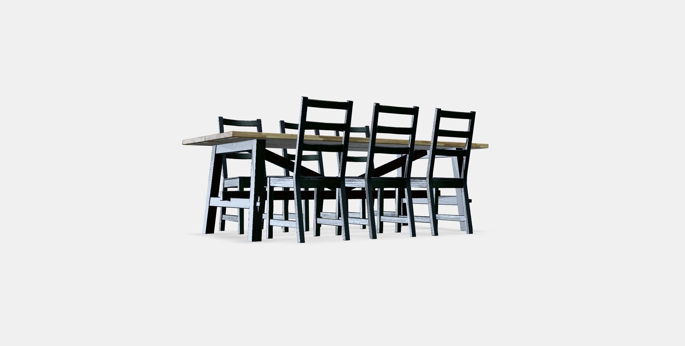 SKOGSTA - NORDVIKEN table and 6 chairs Low-poly 3D model_5