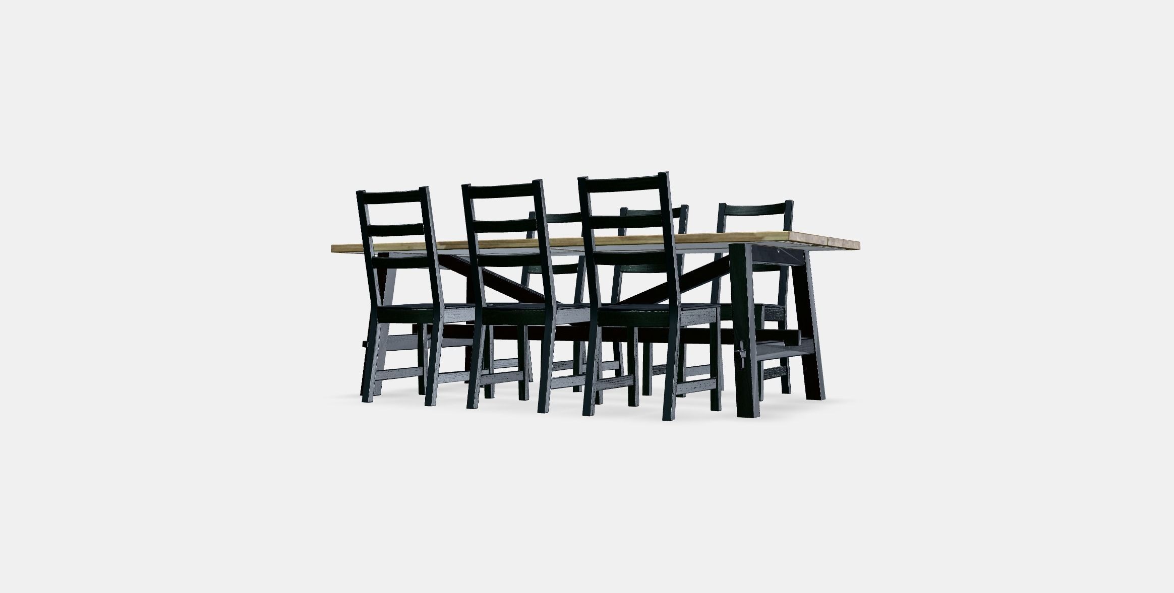 SKOGSTA - NORDVIKEN table and 6 chairs Low-poly 3D model_11