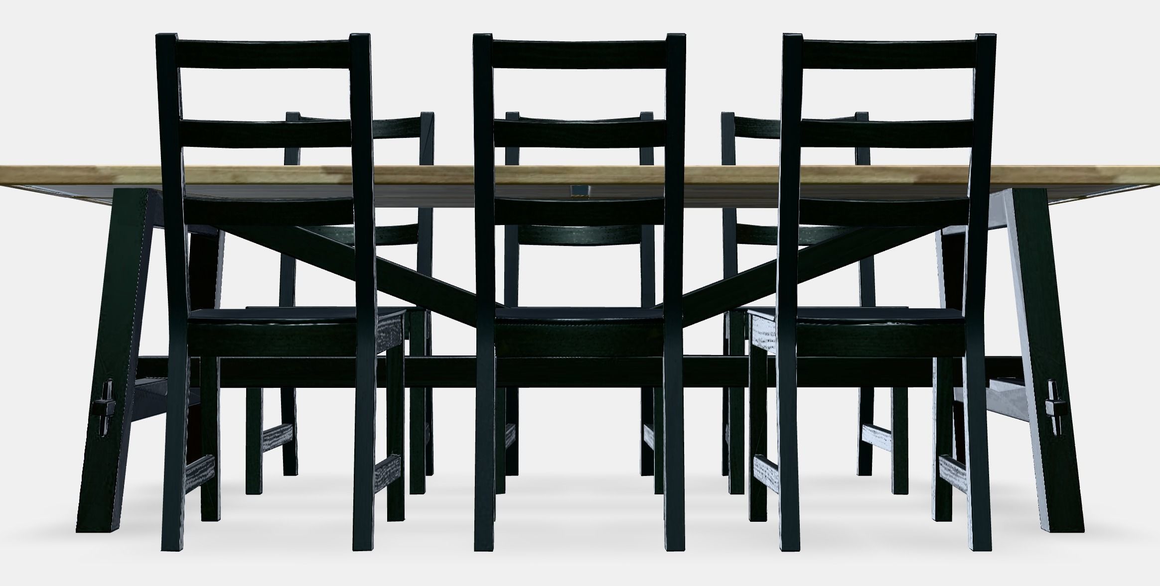 SKOGSTA - NORDVIKEN table and 6 chairs Low-poly 3D model_10