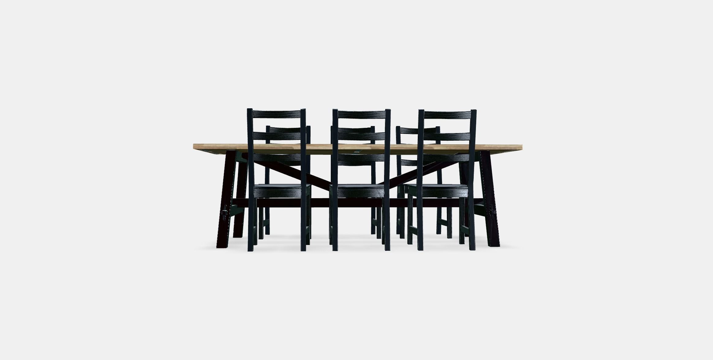 SKOGSTA - NORDVIKEN table and 6 chairs Low-poly 3D model_14