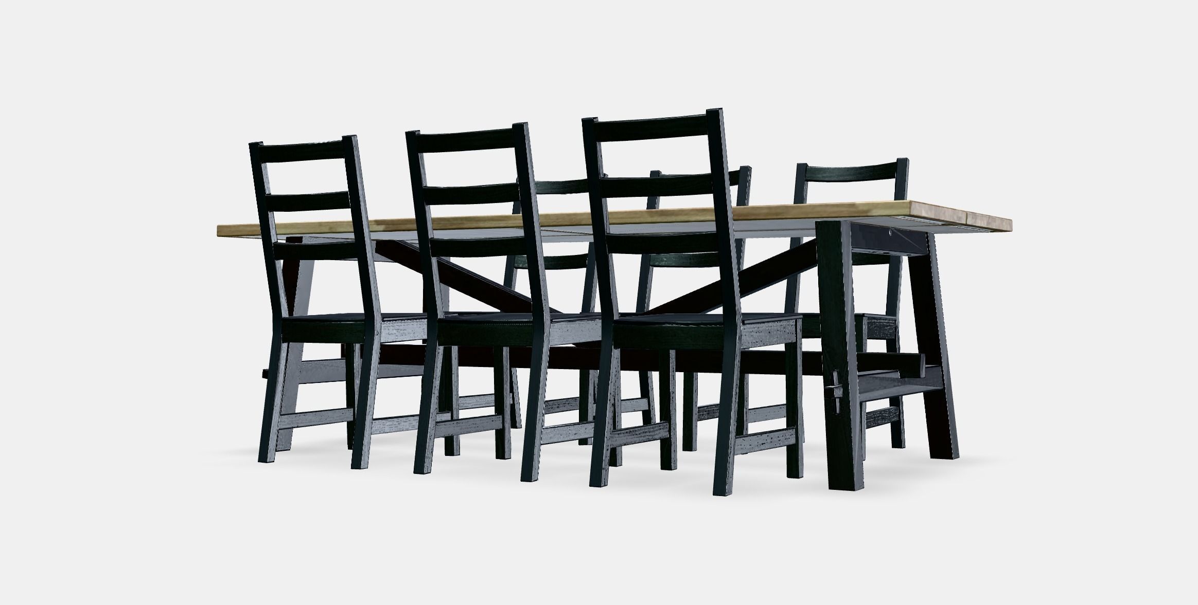 SKOGSTA - NORDVIKEN table and 6 chairs Low-poly 3D model_13