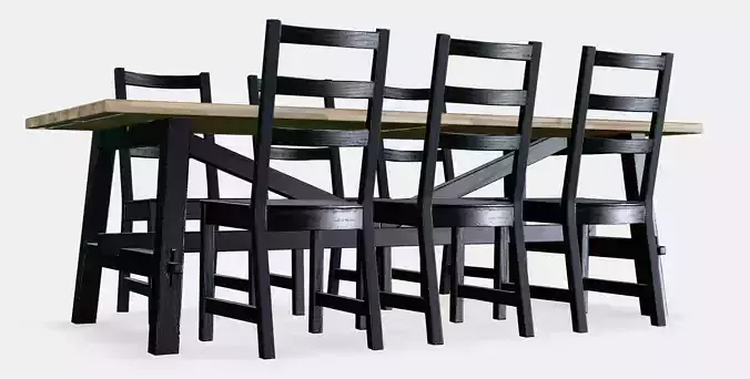 SKOGSTA - NORDVIKEN table and 6 chairs