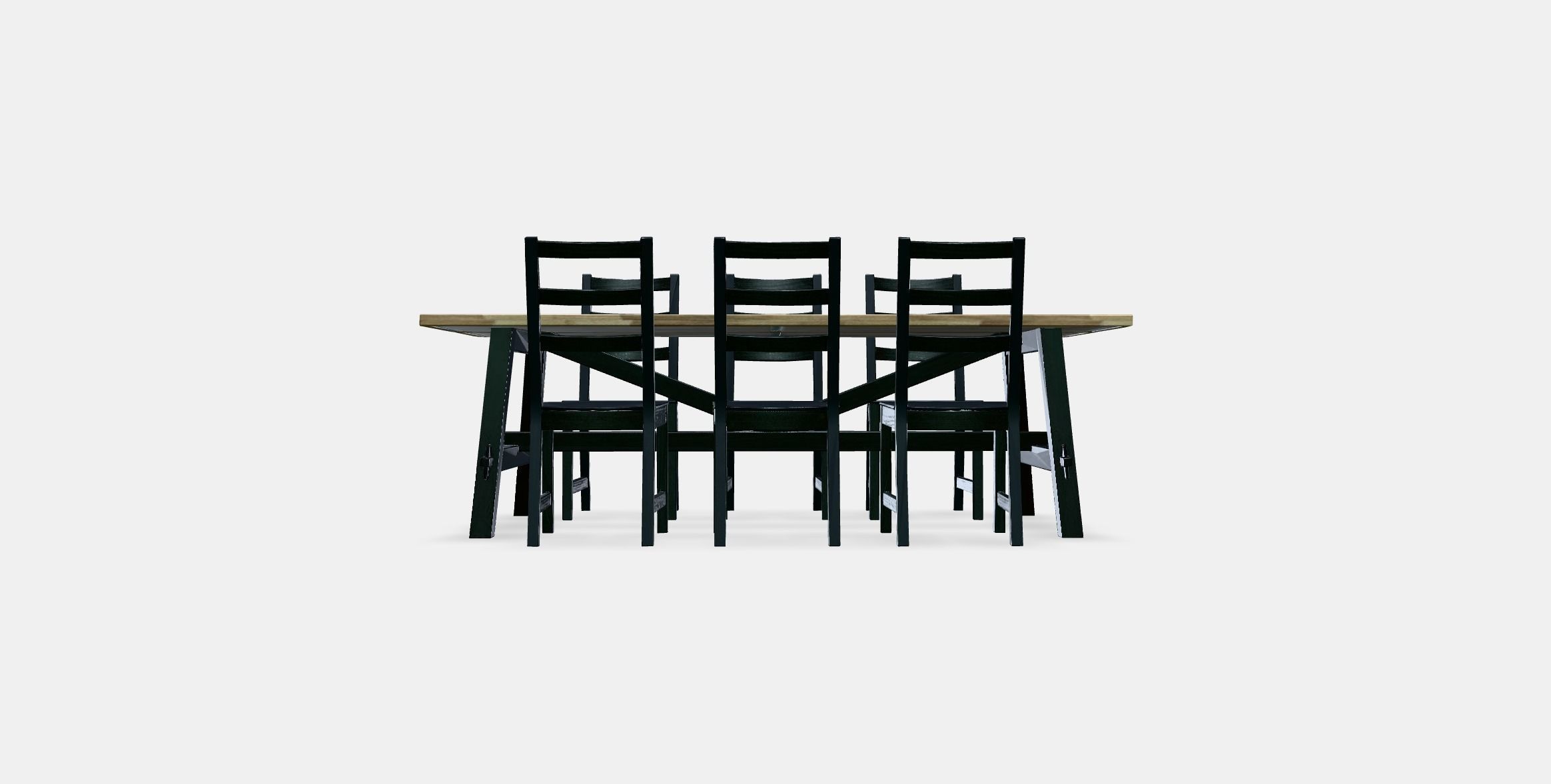 SKOGSTA - NORDVIKEN table and 6 chairs Low-poly 3D model_12