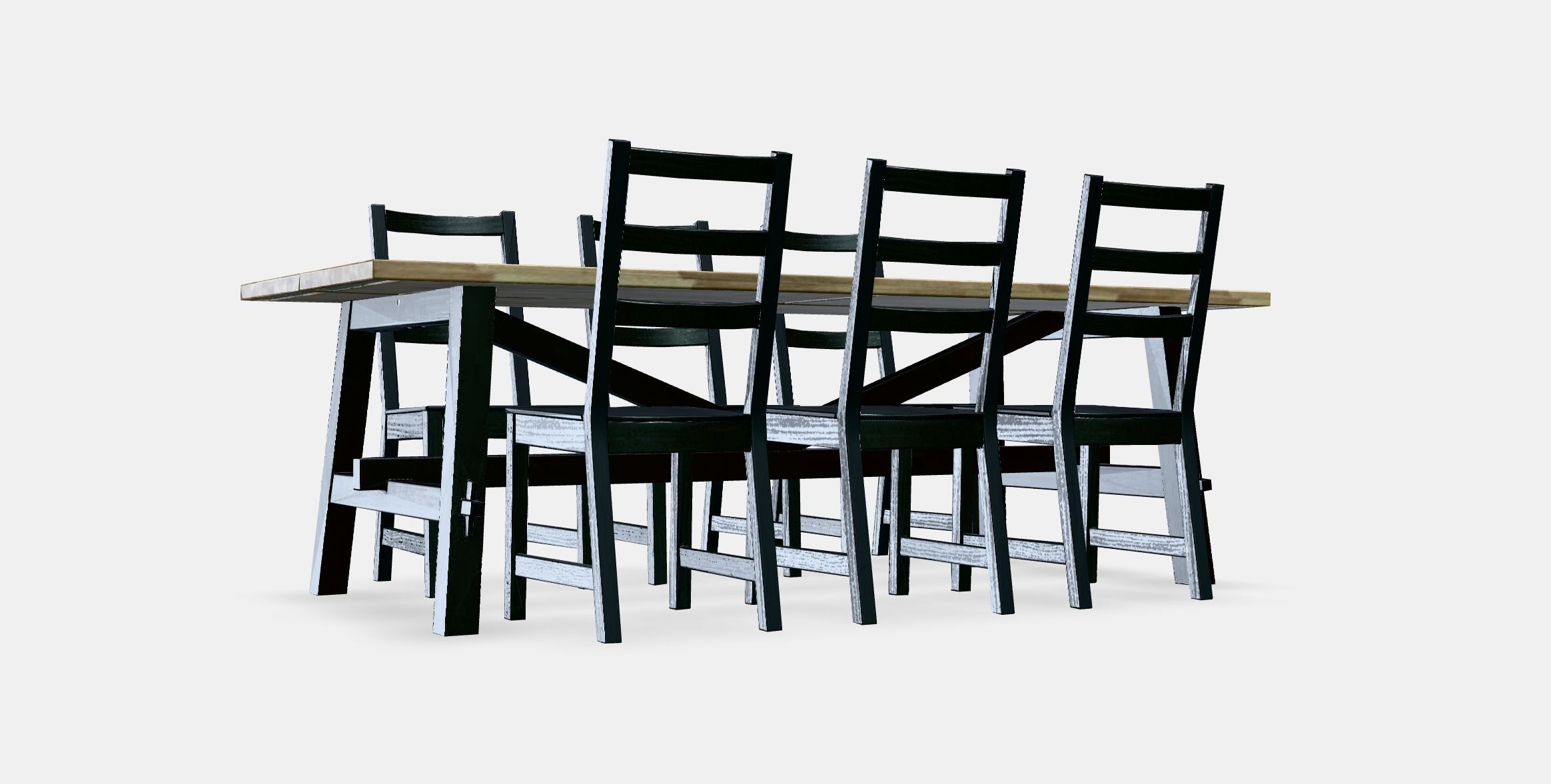 SKOGSTA - NORDVIKEN table and 6 chairs Low-poly 3D model_9