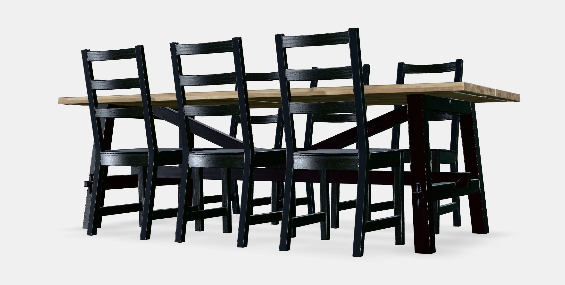 SKOGSTA - NORDVIKEN table and 6 chairs Low-poly 3D model_4