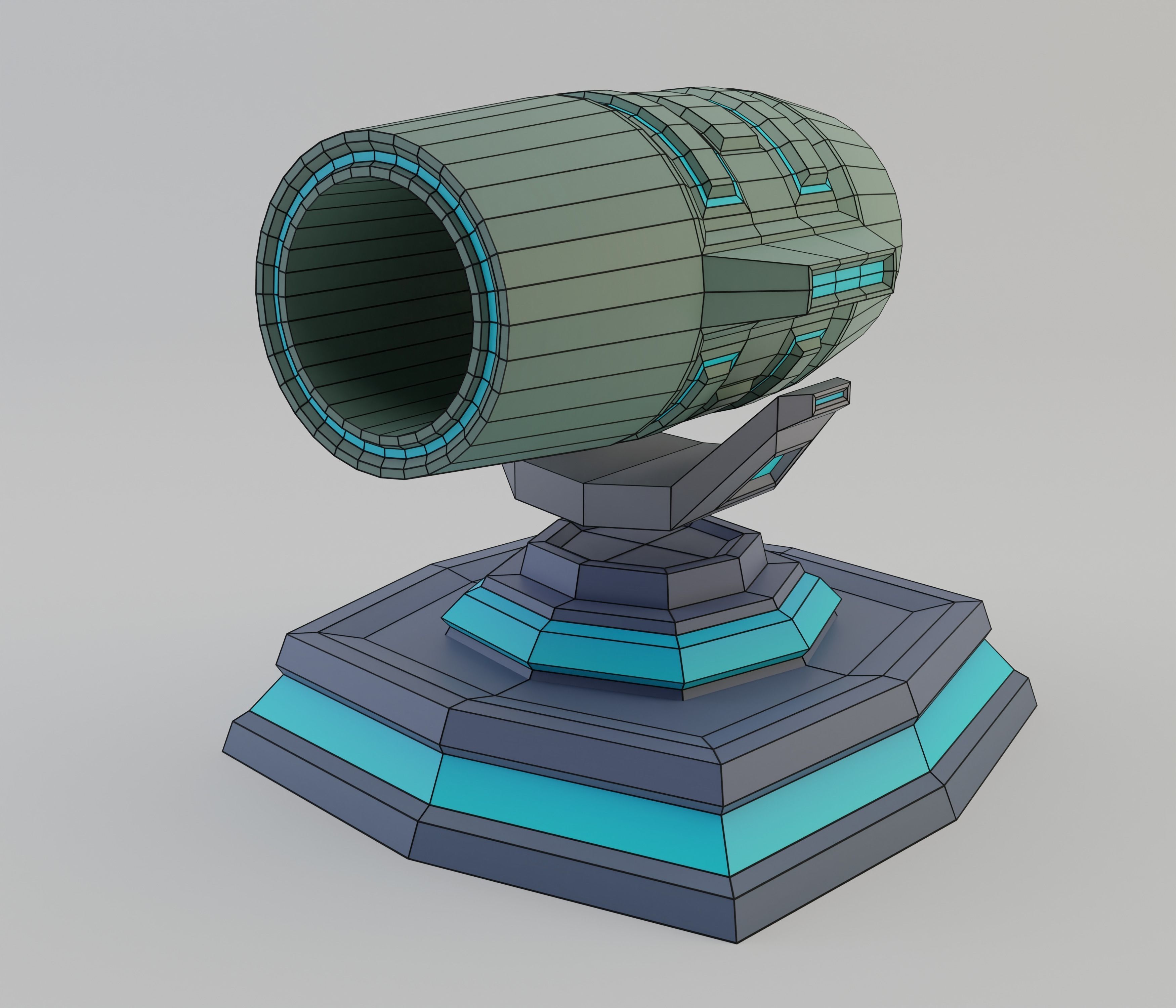 futuristic cannon low-poly 3d model Free low-poly 3D model_4