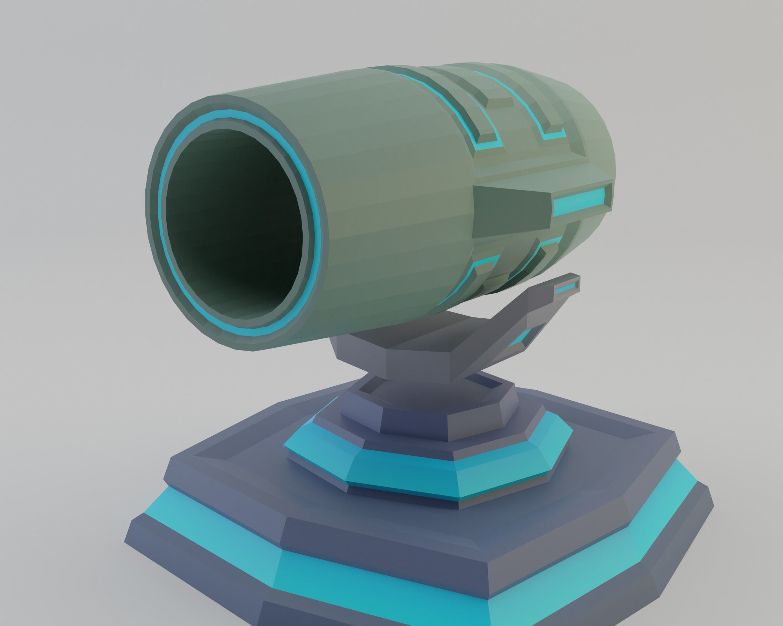 futuristic cannon low-poly 3d model Free low-poly 3D model_2