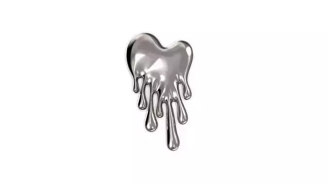 Melted Heart Organic Pendant and Earring 3D print model