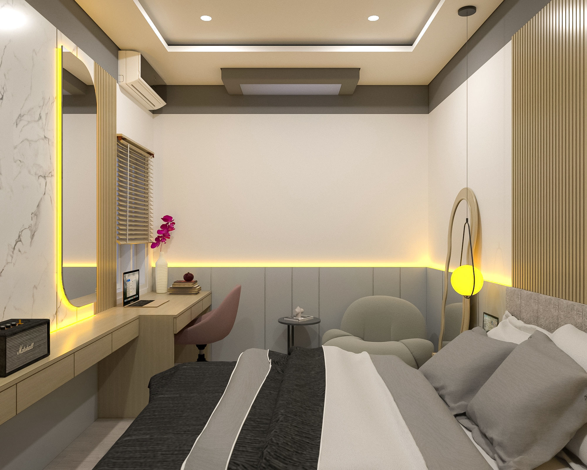 Modern 4 Bedroom Low Poly VR AR Ready Low-poly 3D model_12