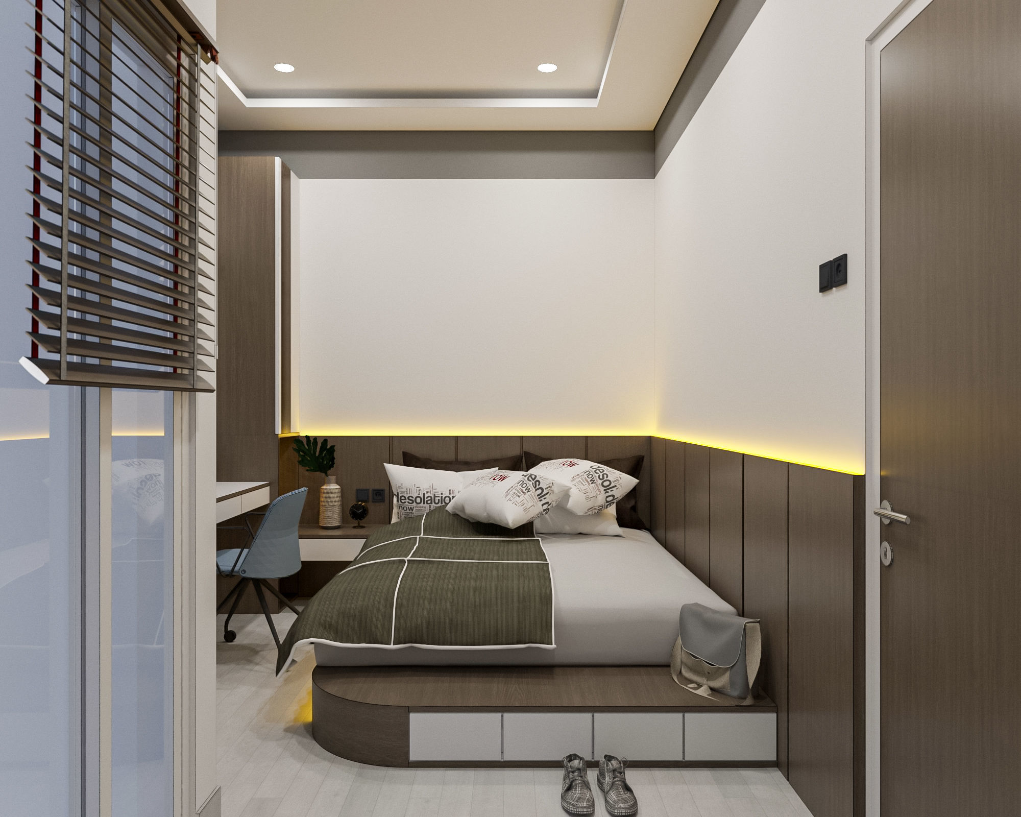 Modern 4 Bedroom Low Poly VR AR Ready Low-poly 3D model_3