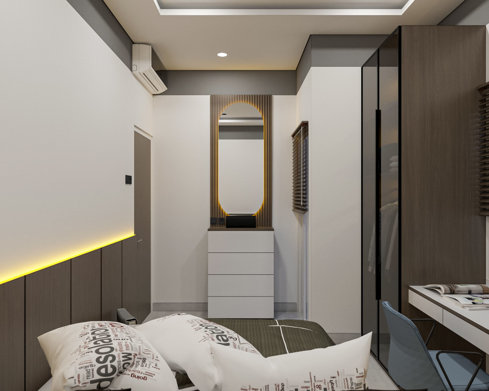 Modern 4 Bedroom Low Poly VR AR Ready Low-poly 3D model_6