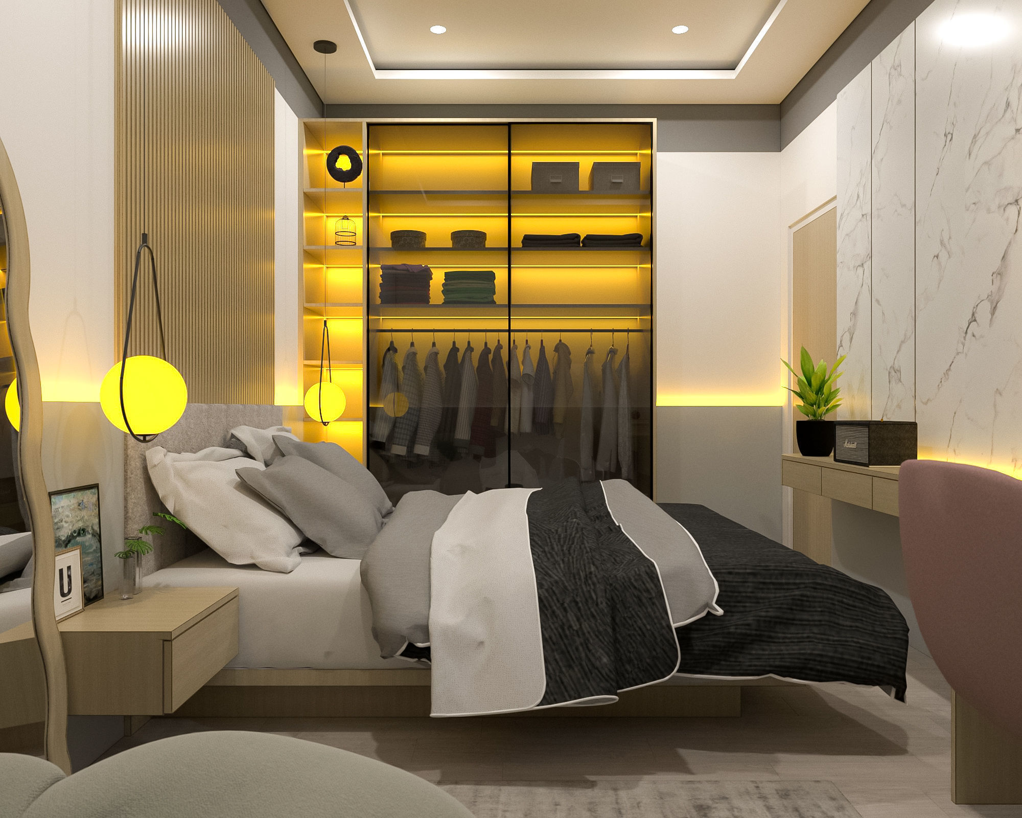 Modern 4 Bedroom Low Poly VR AR Ready Low-poly 3D model_11