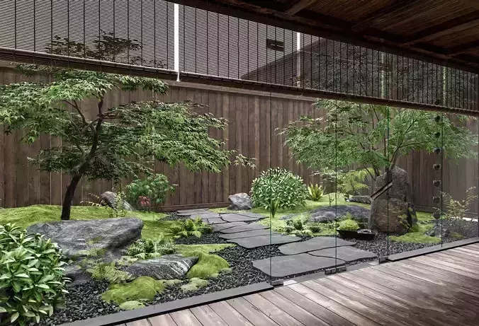 Japanese style landscape plant courtyard garden