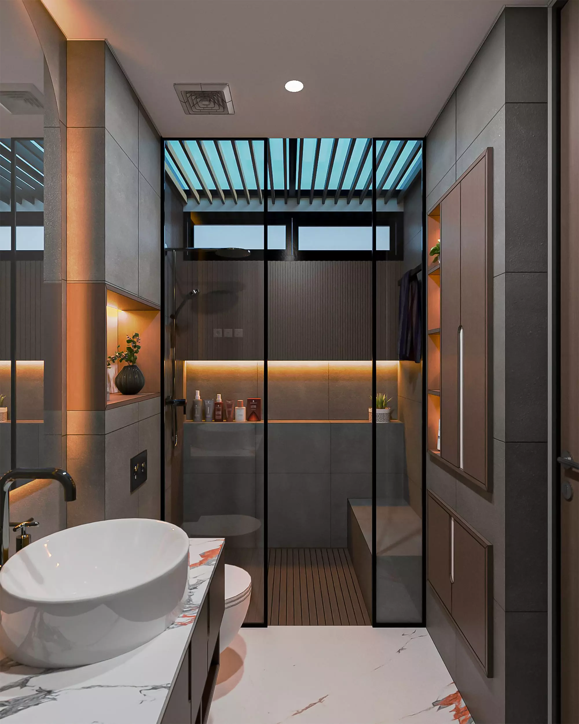 Modern Bathroom with Bathtub and Shower Low-poly 3D model