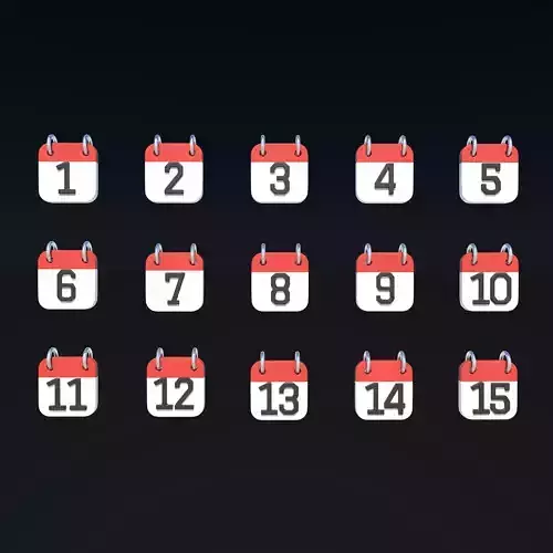 Calendar Icon 1 -15 3D model