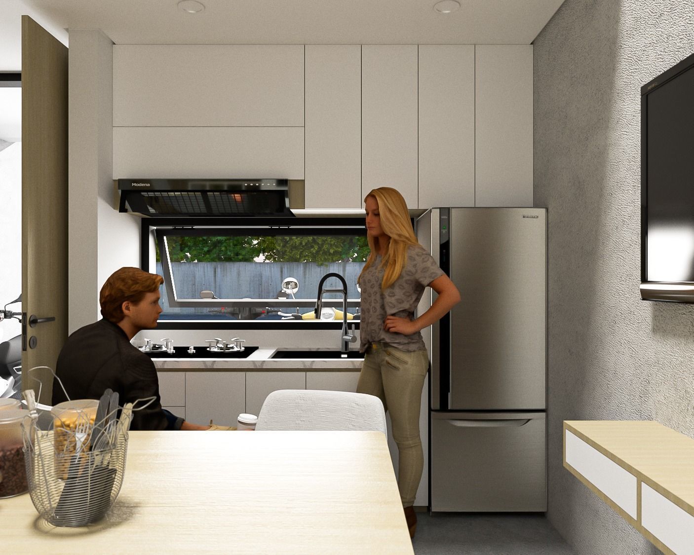 Interior and Architecture of Boarding House Split Level 3D model_10