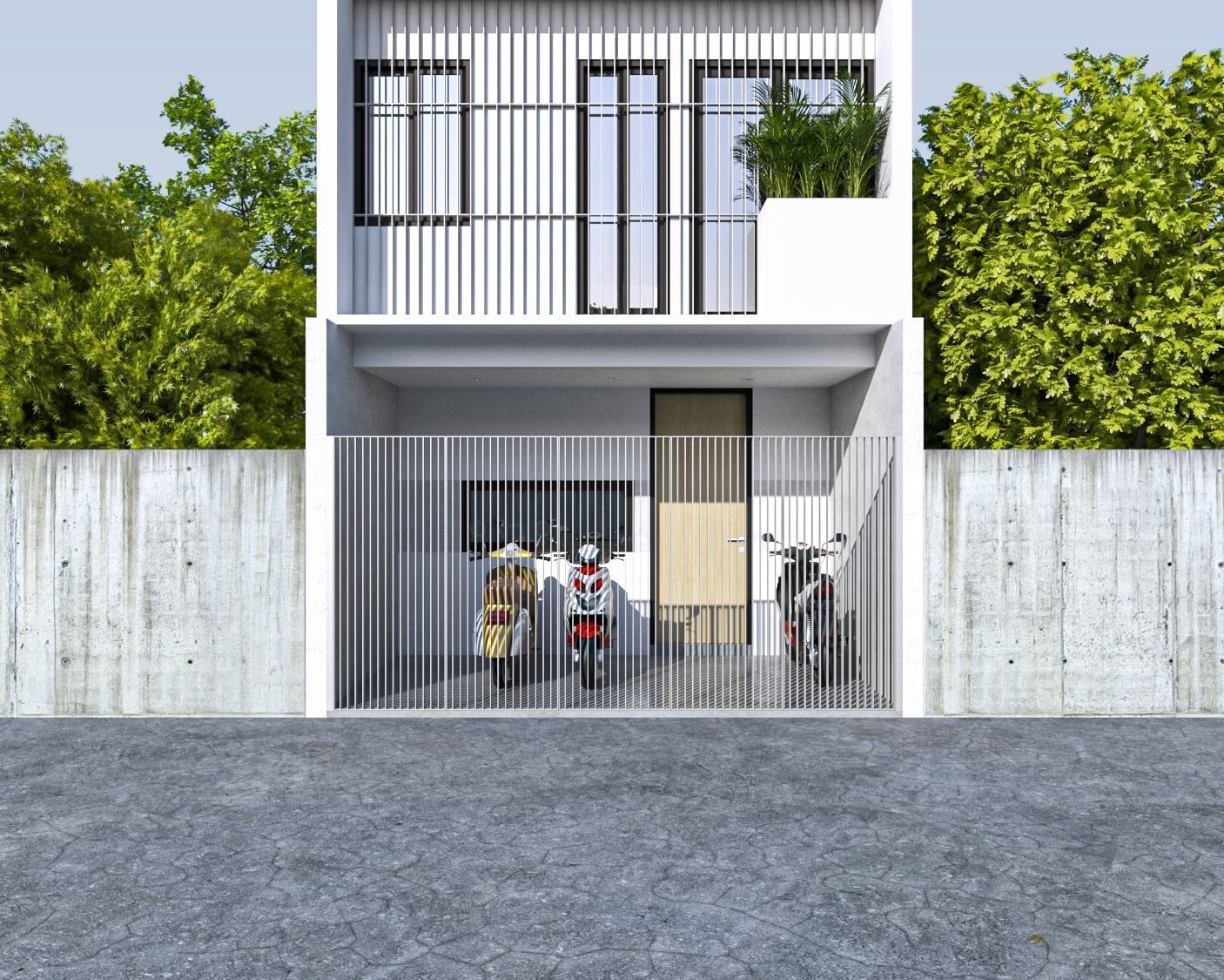 Interior and Architecture of Boarding House Split Level 3D model_8