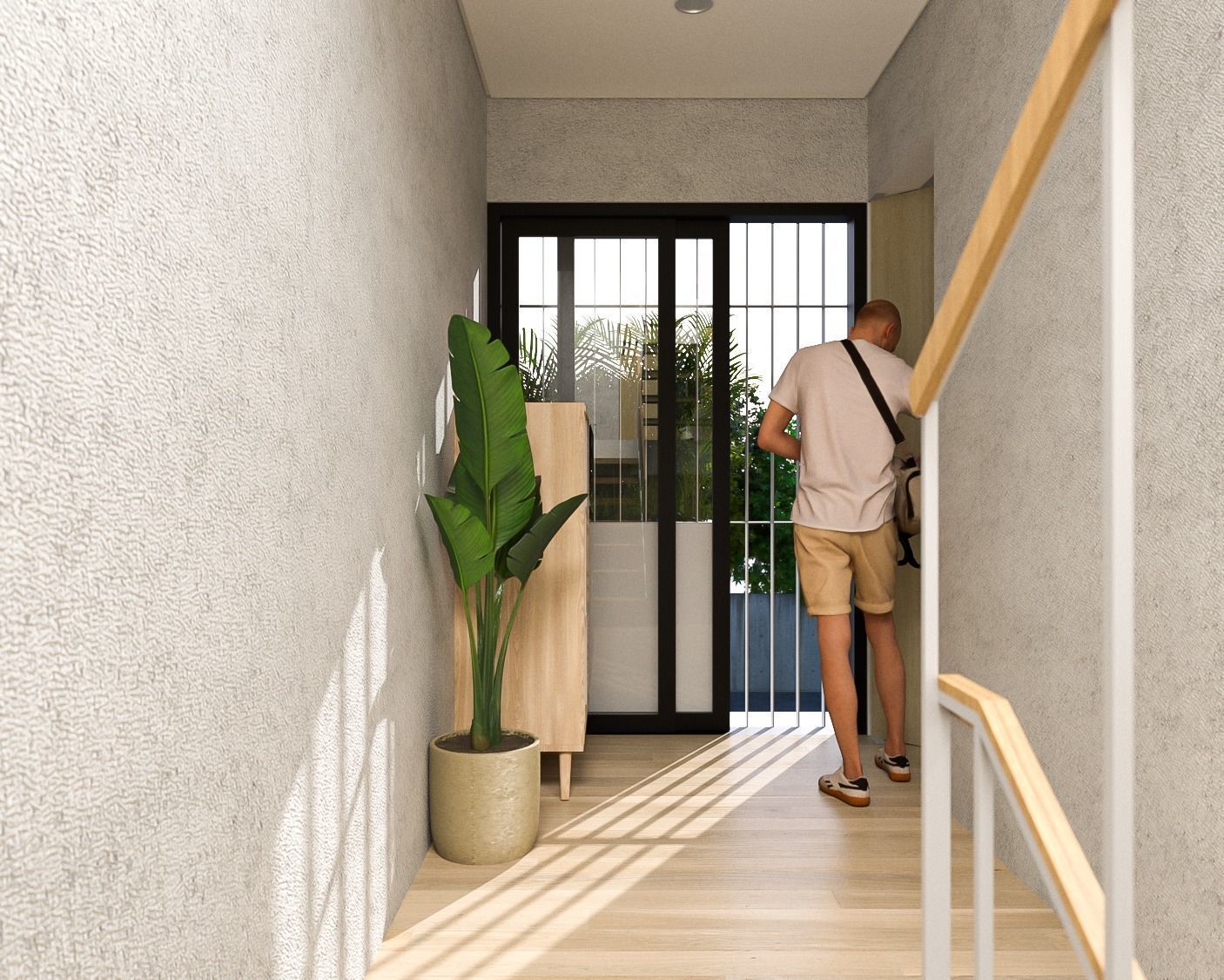 Interior and Architecture of Boarding House Split Level 3D model_7