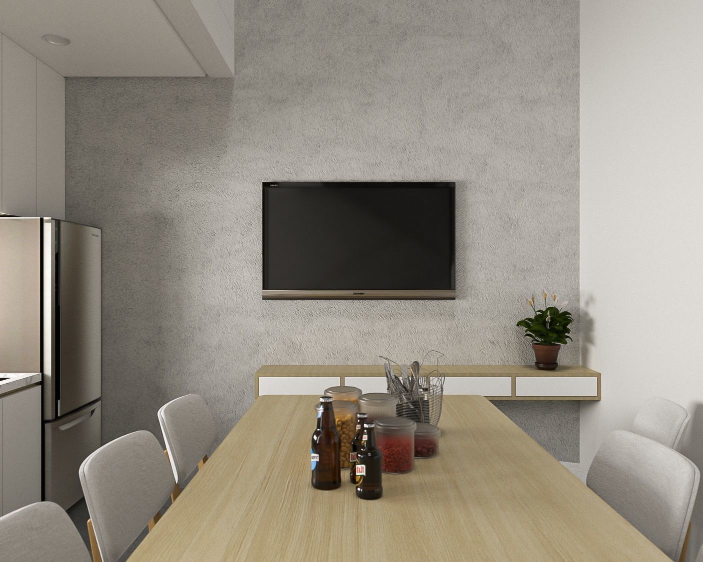 Interior and Architecture of Boarding House Split Level 3D model_9