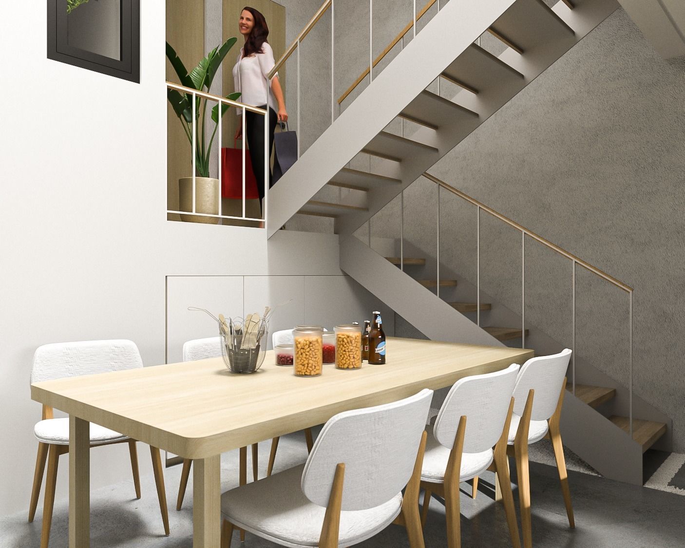 Interior and Architecture of Boarding House Split Level 3D model_11