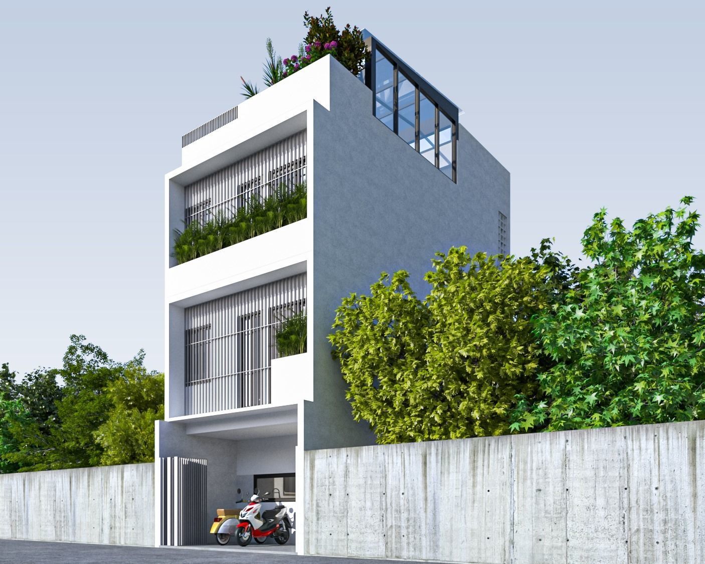 Interior and Architecture of Boarding House Split Level 3D model_6