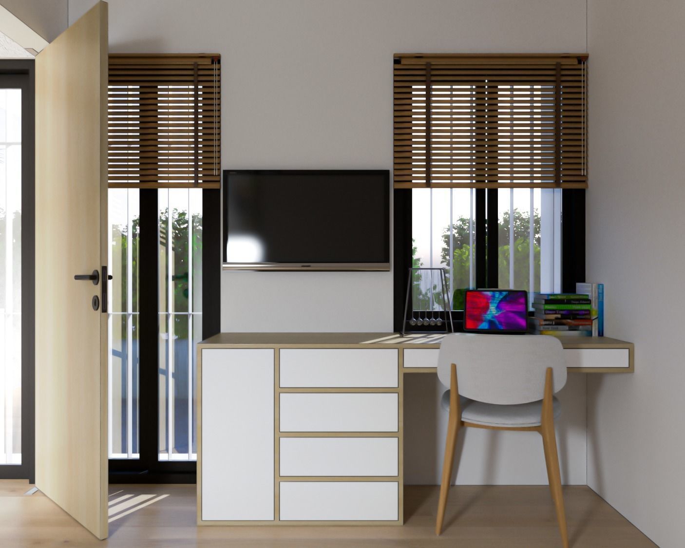 Interior and Architecture of Boarding House Split Level 3D model_5