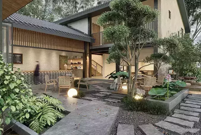 Chinese style minimalist residential courtyard